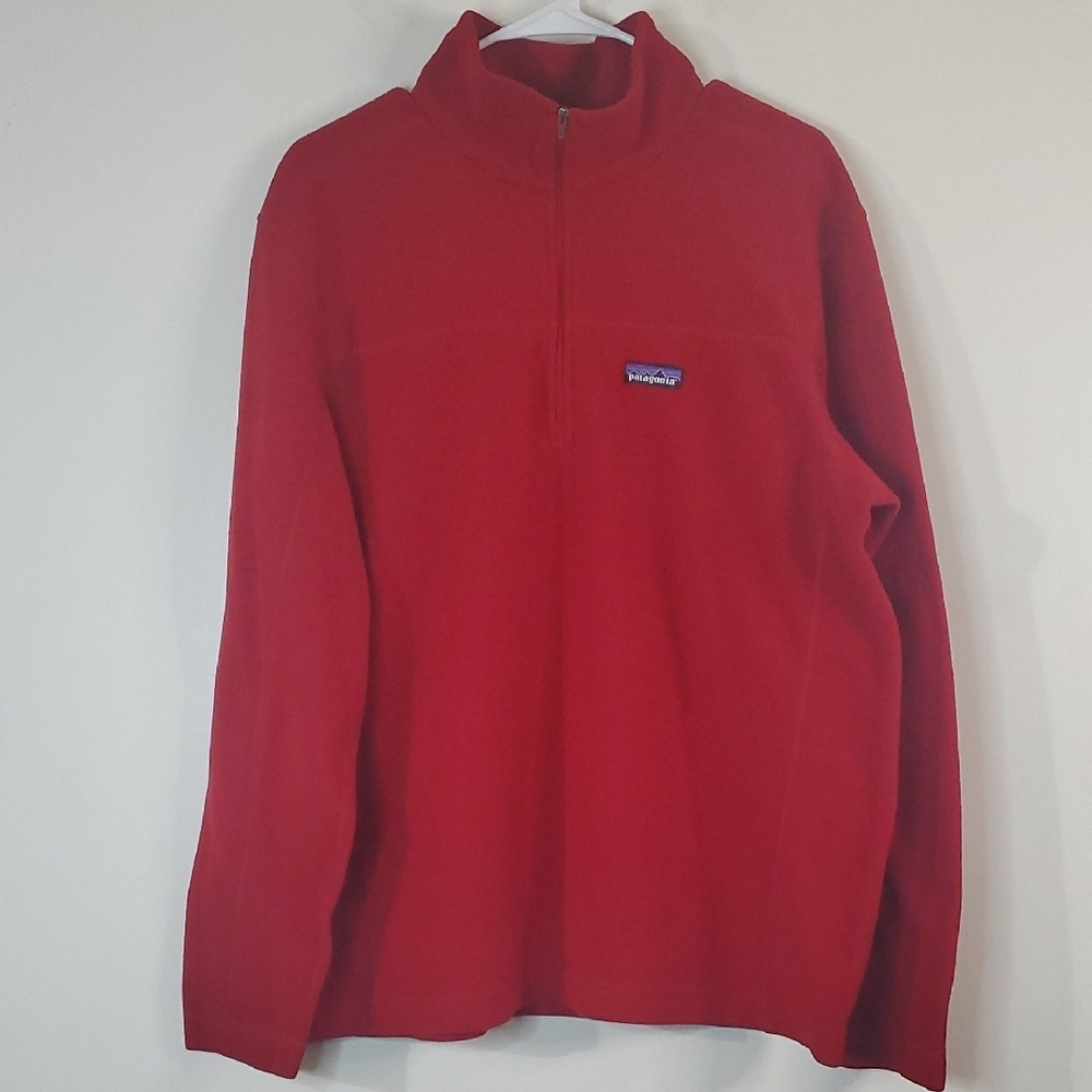 Patagonia Mens Fleece 1/4 Zip Pullover Size Large  Red Preppy Hike Outdoors